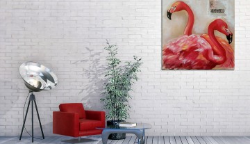 Pintura de flamingos