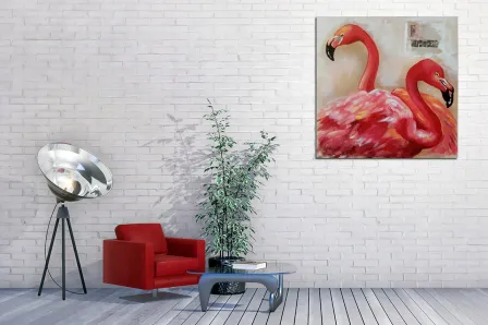 Pintura de flamingos