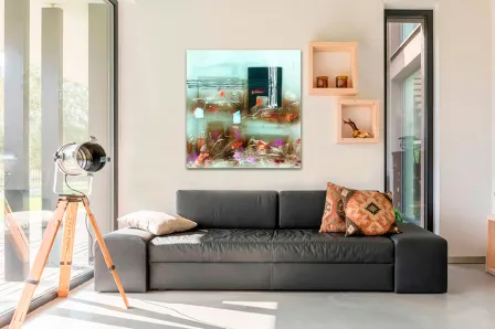 pintura abstrata de peixes