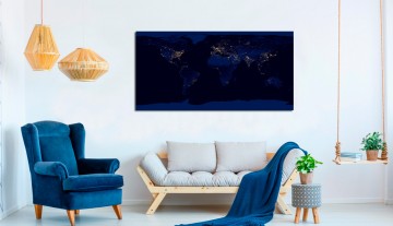 Pintura de mapa-múndi azul