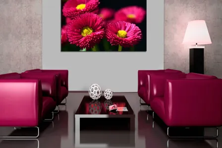 Pintura de flores fúcsia