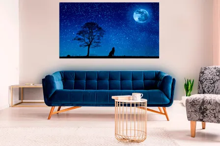 O lobo e a lua pintando