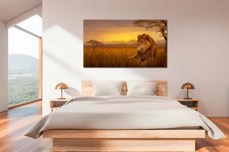 Leon na pintura Savannah