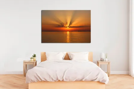 Por do sol no mar pintura