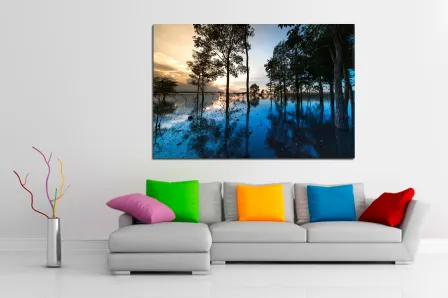 Por do sol na pintura da natureza