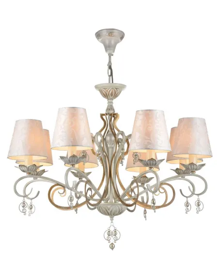 Candeeiro de Teto Monile Branco com Dourado
