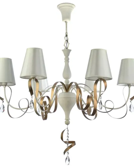 Candeeiro de Teto Intreccio Branco com Dourado