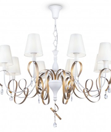 Candeeiro de Teto Intreccio Branco com Dourado