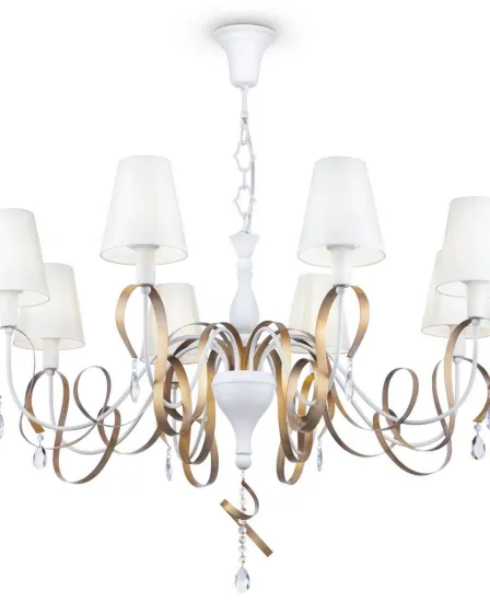 Candeeiro de Teto Intreccio Branco com Dourado