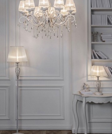 Candeeiro de Mesa Grace Branco com Dourado