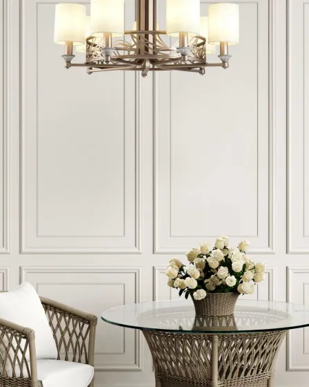 Candeeiro de Teto Vittoria Creme com Dourado