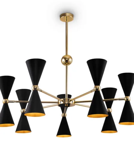Candeeiro de Teto Vesper Preto e Dourado