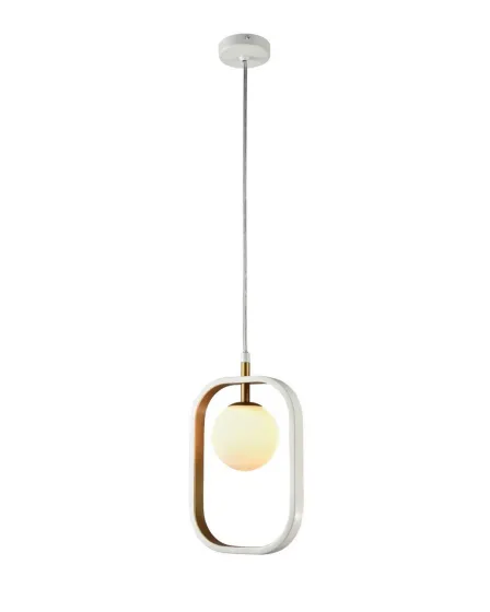 Candeeiro de Teto Avola Branco com Dourado