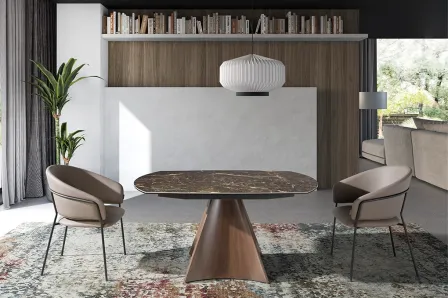 Mesa Redonda Extensível Aldeta Porcelanato