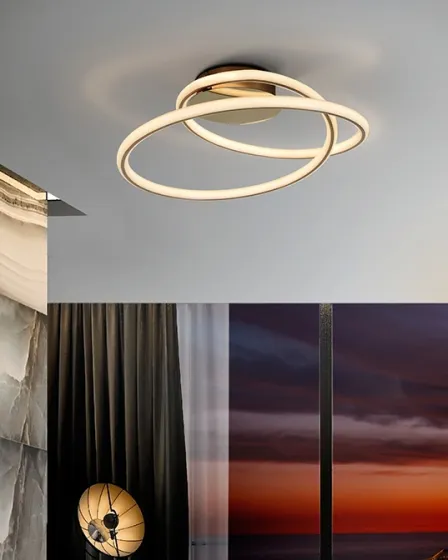 Plafon Tube de anéis LED dourados montado no teto