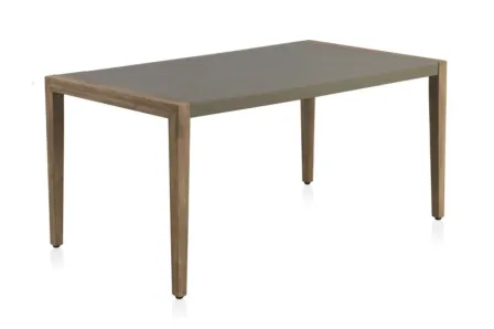 Mesa de jardim Plaza retangular com tampo cinzento e pernas de madeira